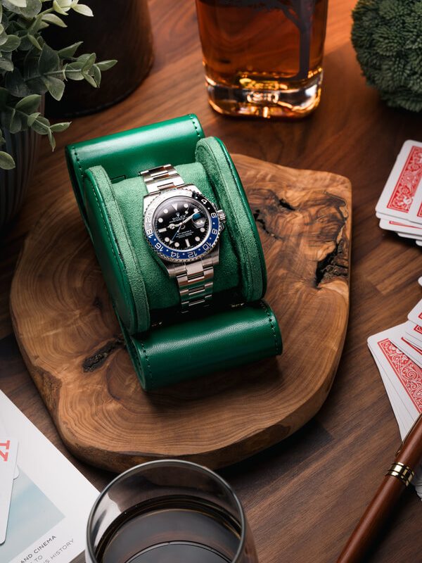 Single Slot Watch Roll Travel Case Green