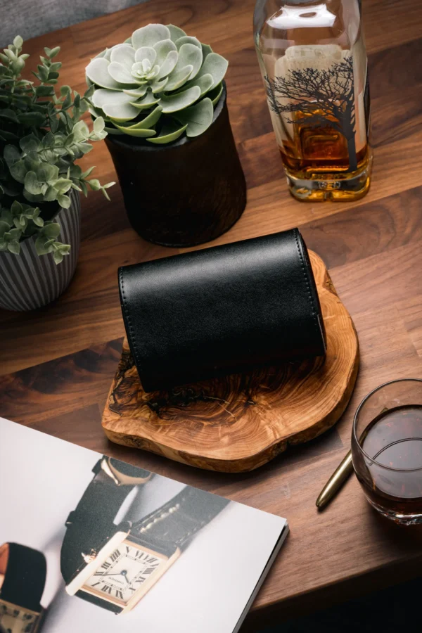 Black Double Slot Watch Roll Travel Case - Image 6