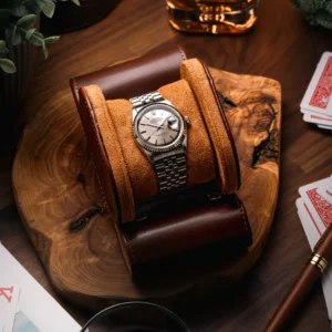 Dark Brown Single Slot Watch Rolls Travel Case