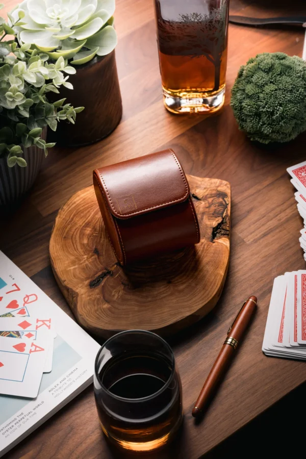 Dark Brown Single Slot Watch Rolls Travel Case - Image 2