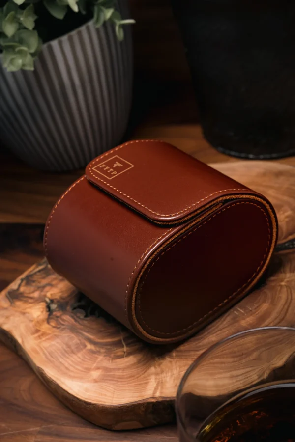 Dark Brown Single Slot Watch Rolls Travel Case - Image 3
