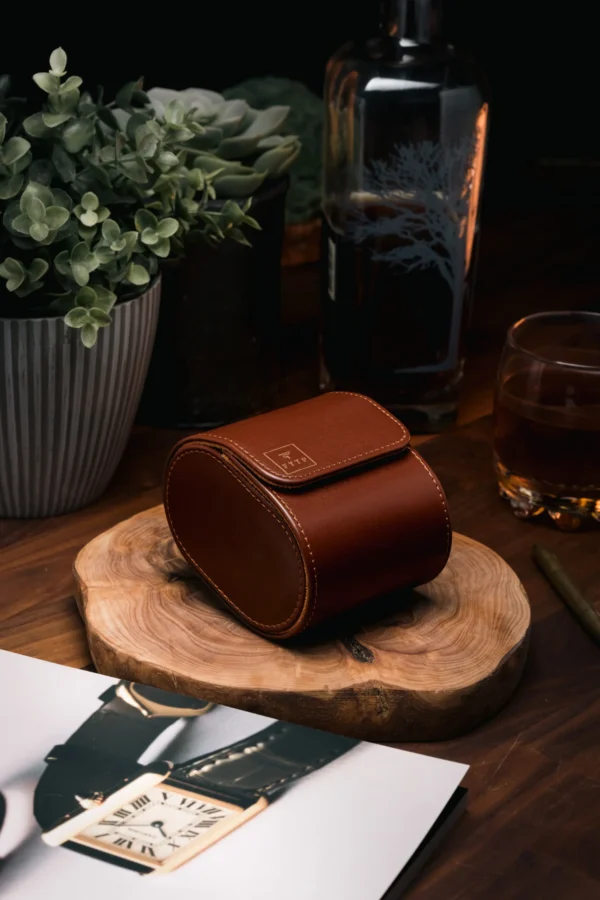 Dark Brown Single Slot Watch Rolls Travel Case - Image 4