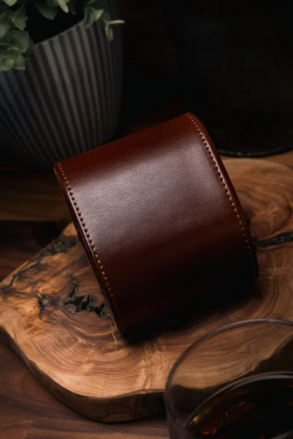 Dark Brown Single Slot Watch Rolls Travel Case - Image 6