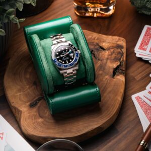 Green Single Slot Watch Roll Travel Case